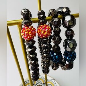 Lovesick Brand Stretch 4 Coppery Bands Lite Weight with blue and pink beads